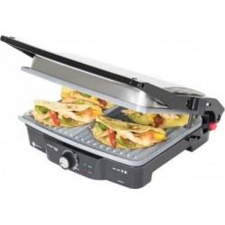Gril électrique cecotec rock'ngrill 2000 acier, 2000 w, ouverture 180º