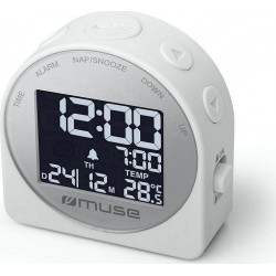 MUSE Réveil M-09-CW Blanc ecran LCD &amp température