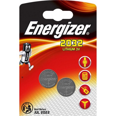 Energizer 2 piles boutons lithium 3V CR 2032 (lot de 2 soit 4 piles)